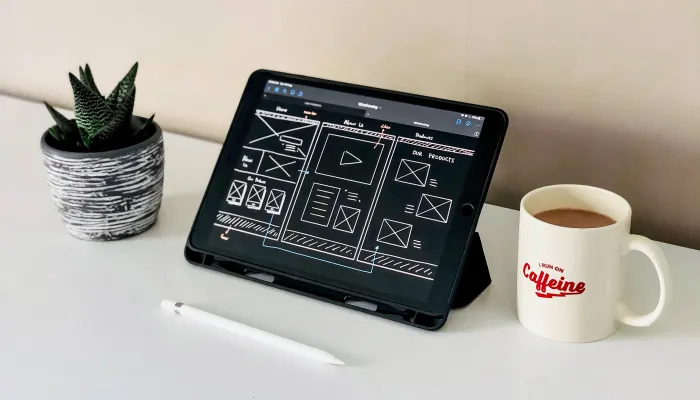 tablet with website design