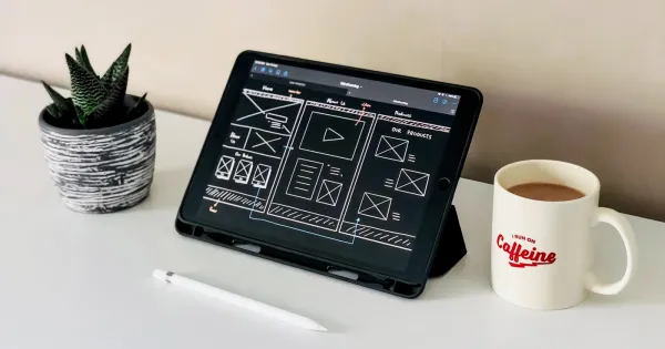 tablet with website design